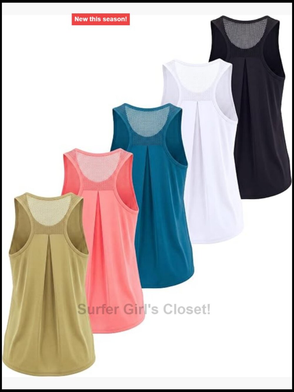 5 Pack Women's Mesh Tank Tops Racerback Loose Athletic Gym Yoga Top